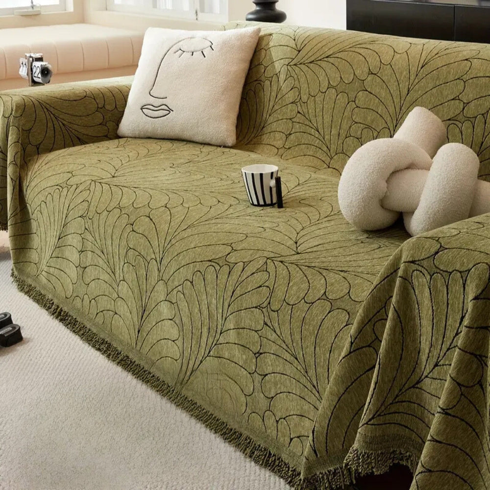 Frond – Copridivano reversibile jacquard con motivo a foglie