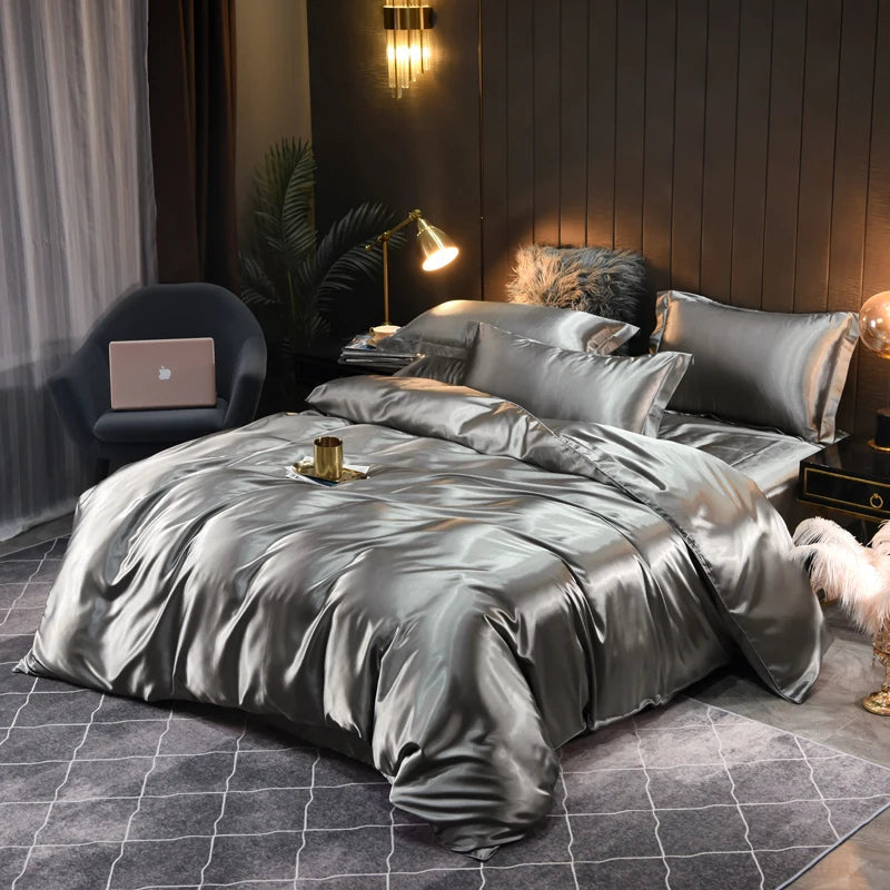 Set di Biancheria in Satin Setoso Indulgi nel Comfort Luxuoso