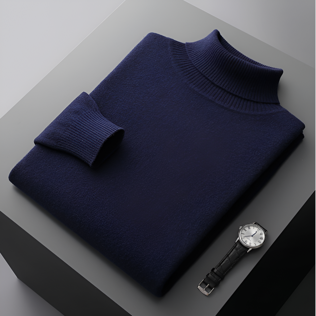 Maglione Collo Alto in Lana Fine per Uomo