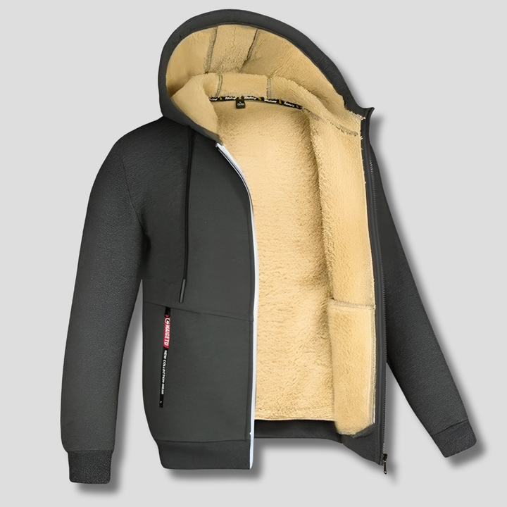 Felpa Pullover con Fodera in Pelliccia per Uomini