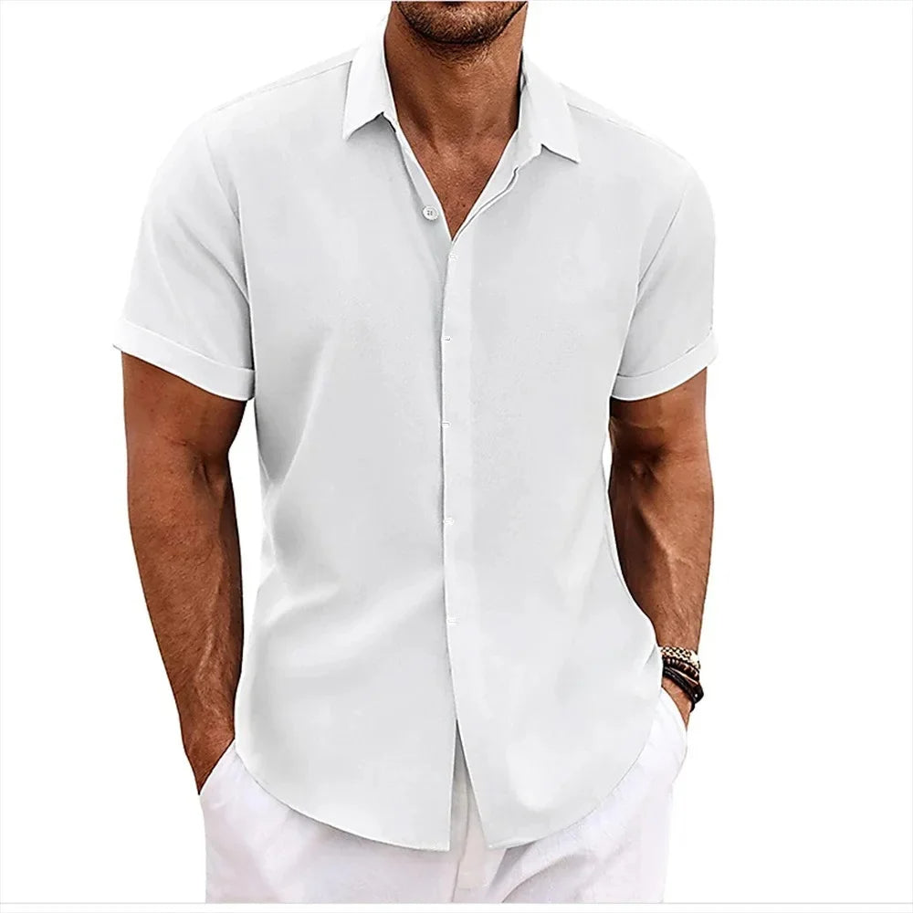Camicia in misto cotone e lino da uomo