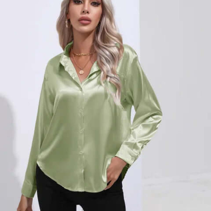 Blusa Lunga Morbida in Satin da Donna