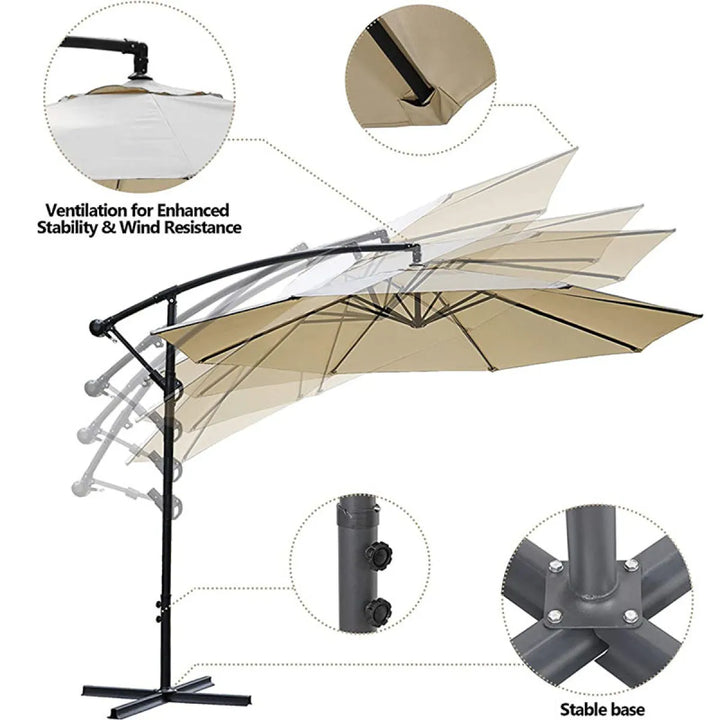 Parasol Moderno da Esterno con Sistema di Apertura Facile a Manovella