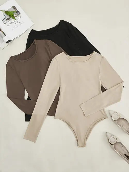 Body a maniche lunghe da donna, set da 3