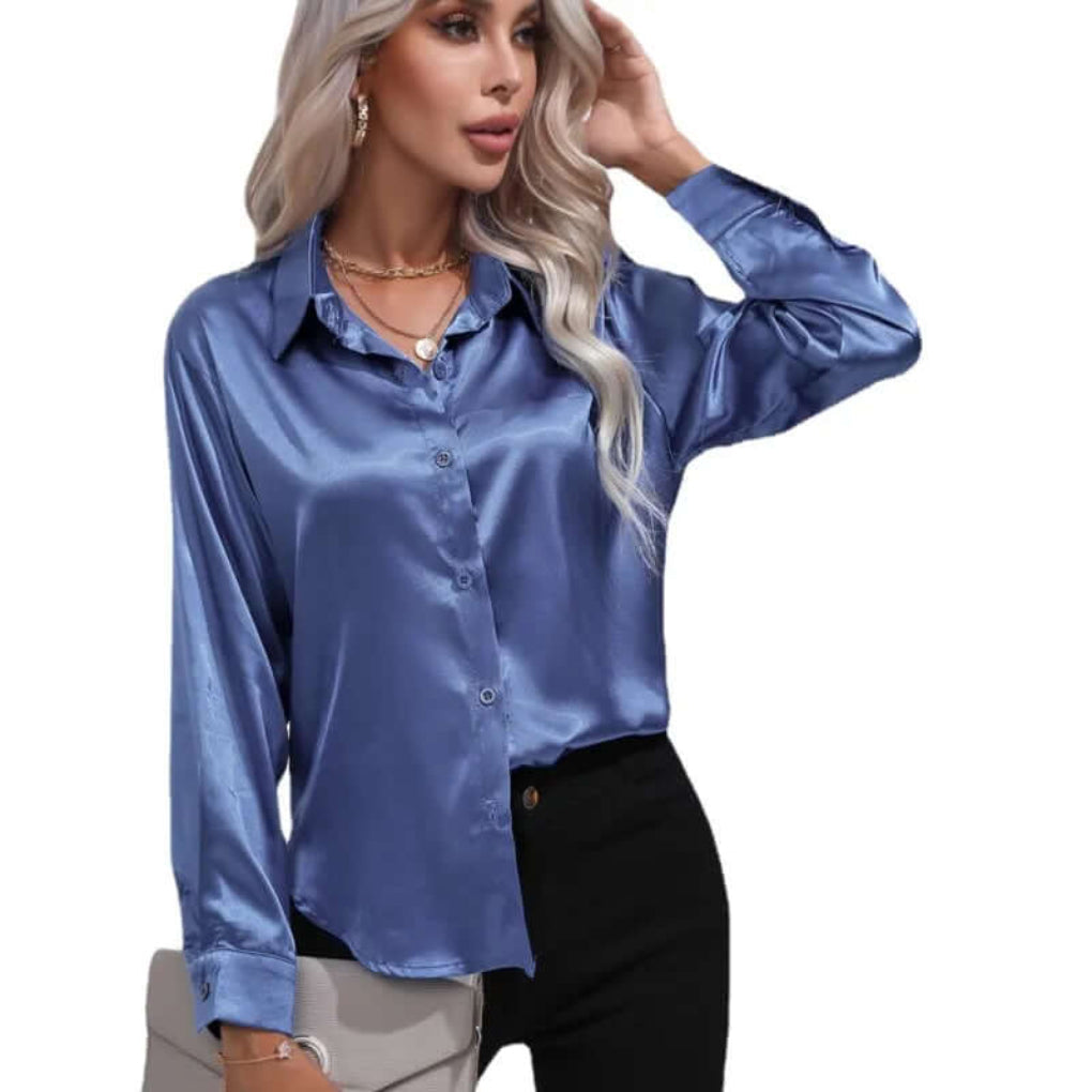 Blusa Lunga Morbida in Satin da Donna