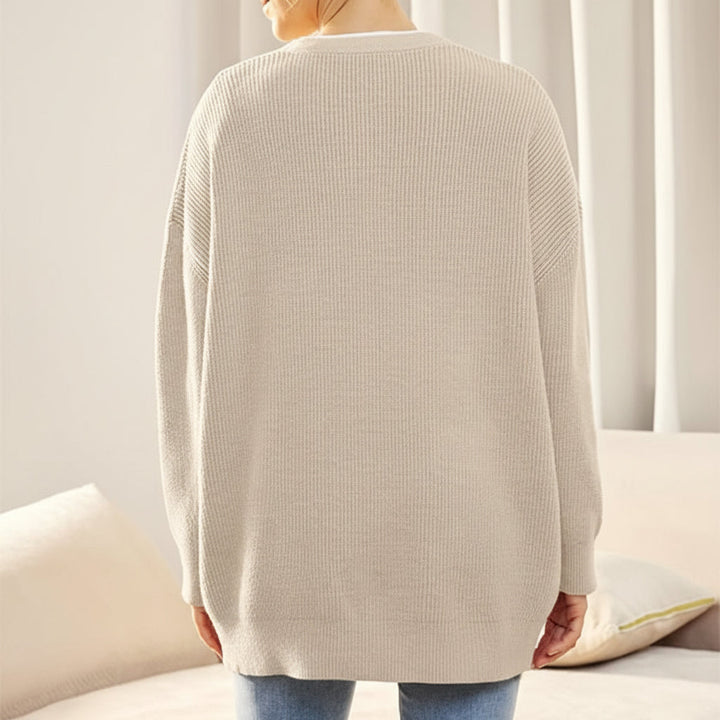 Cardigan V-oversize con chiusura a bottone per donne