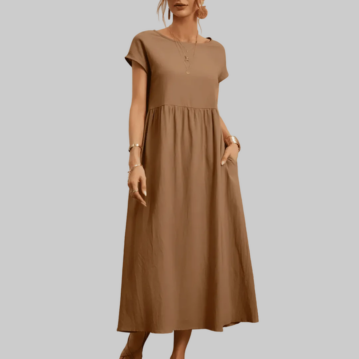 Abito Maxi in Cotone Lino Vintage da Donna
