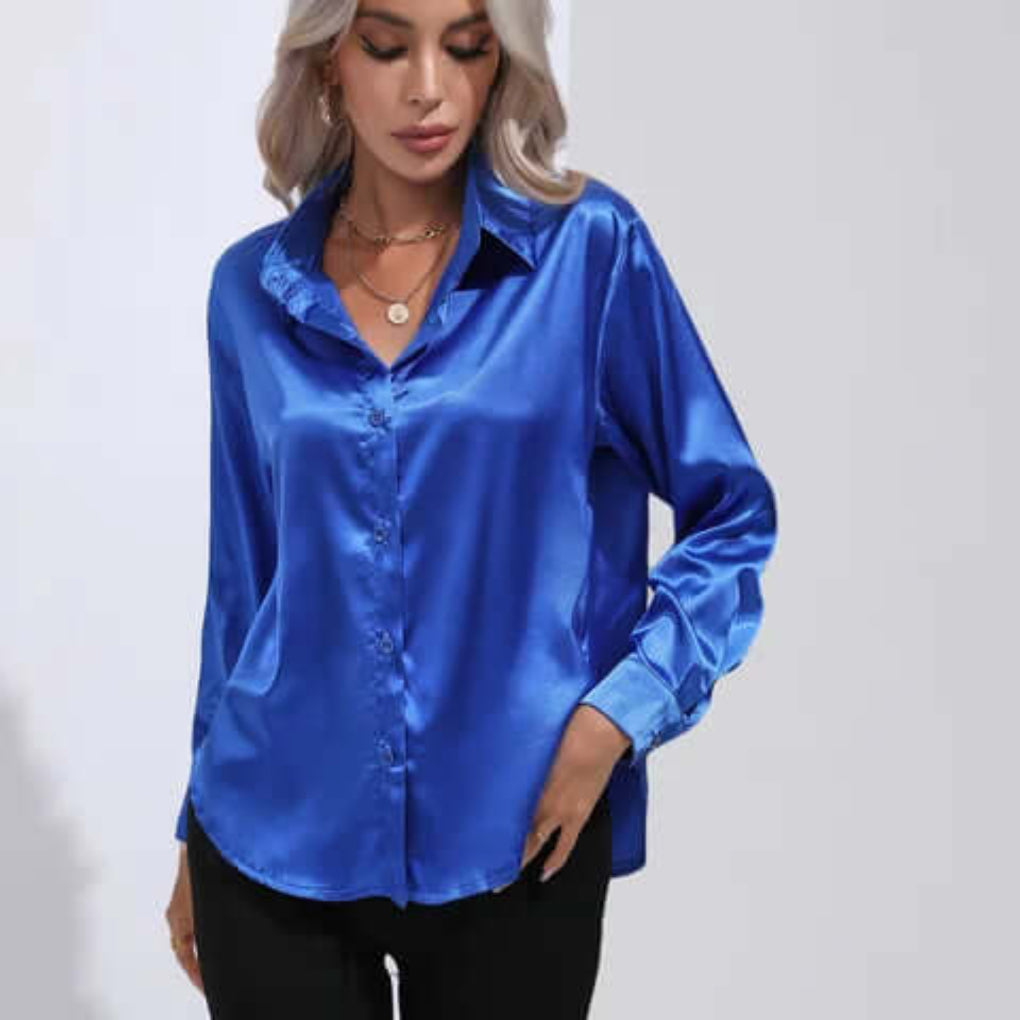 Blusa Lunga Morbida in Satin da Donna
