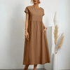 Abito lungo da donna in cotone e lino in stile vintage