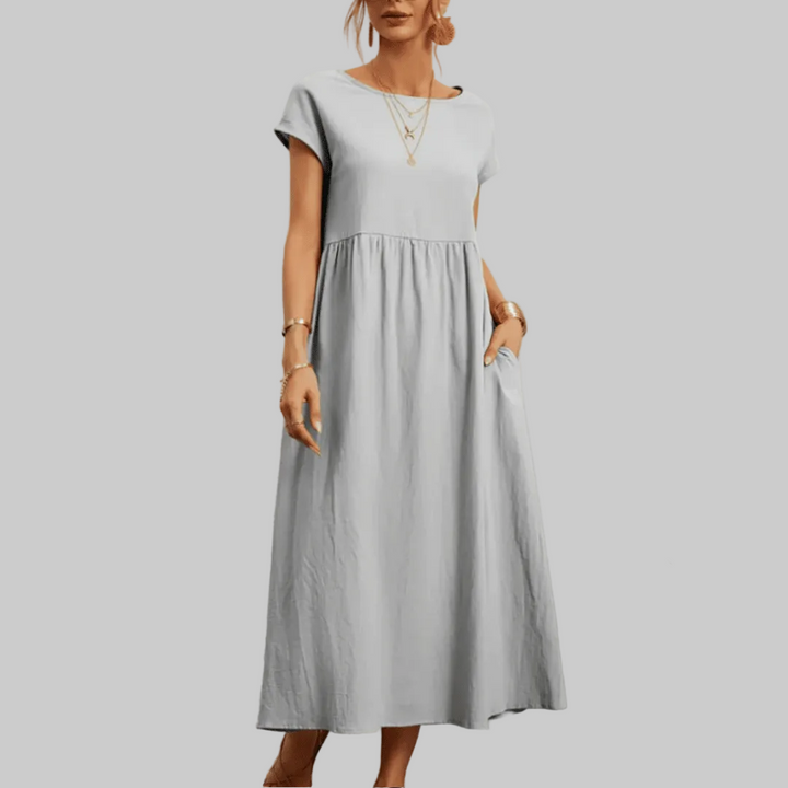 Abito Maxi in Cotone Lino Vintage da Donna
