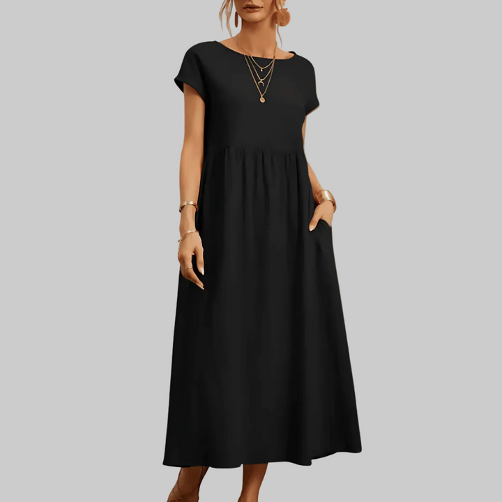 Abito Maxi in Cotone Lino Vintage da Donna