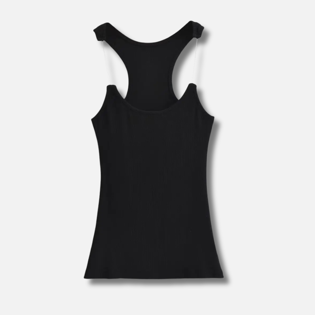 Canottiera Ribbed con Spalline Invisibili per Donne
