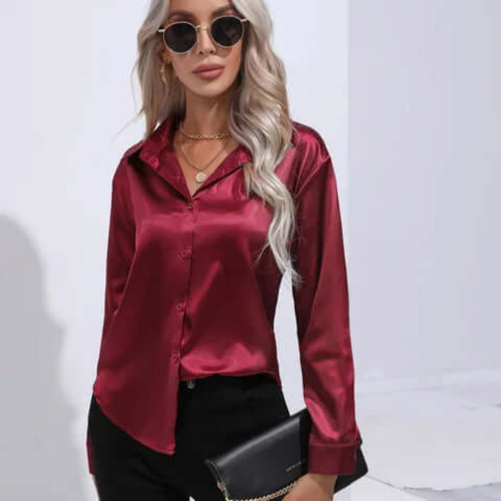 Blusa Lunga Morbida in Satin da Donna