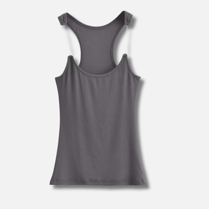 Canottiera Ribbed con Spalline Invisibili per Donne