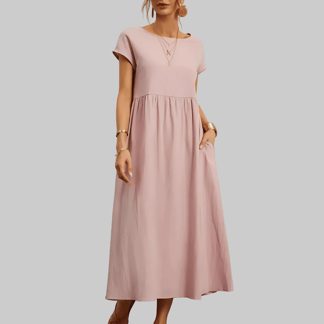 Abito Maxi in Cotone Lino Vintage da Donna