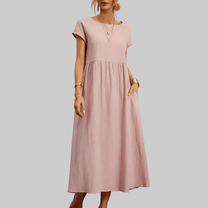 Abito Maxi in Cotone Lino Vintage da Donna