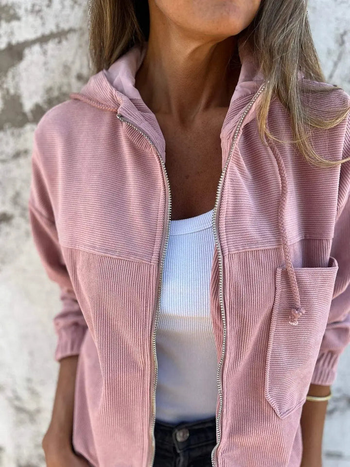 Giacca casual in velluto a coste con cappuccio