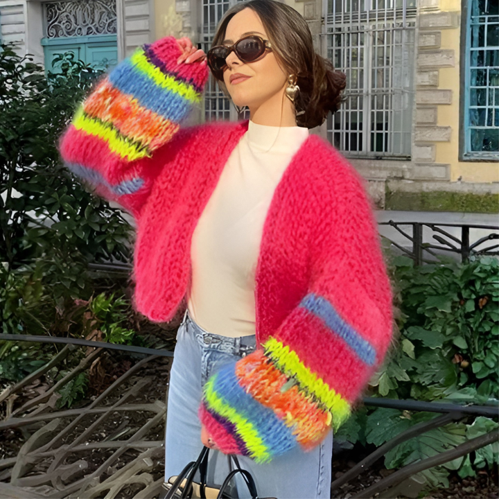 Cardigan Aperto Striato da Donna