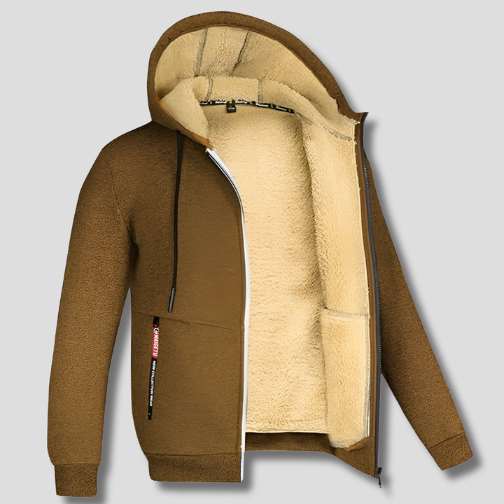 Felpa Pullover con Fodera in Pelliccia per Uomini