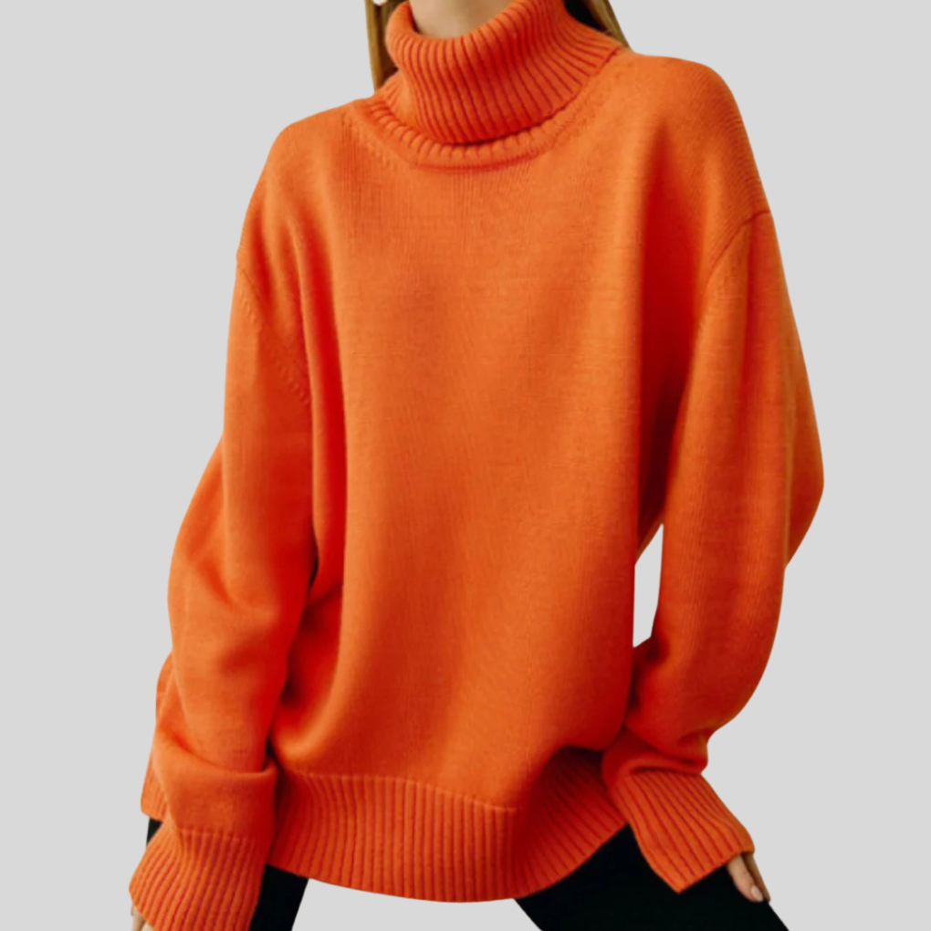 Maglione Collo Alto Moderno per Donna – Strato Elevato per il Freddo