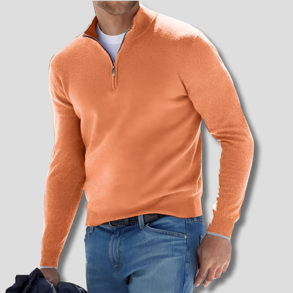 Maglione in Cotone con Collo a Zipper per Uomini