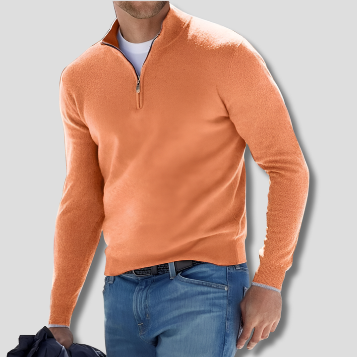 Maglione in Cotone con Collo a Zipper per Uomini