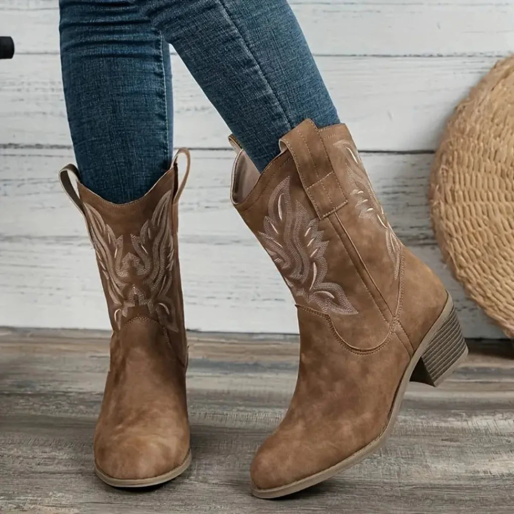 Stivaletti texani in similpelle da donna