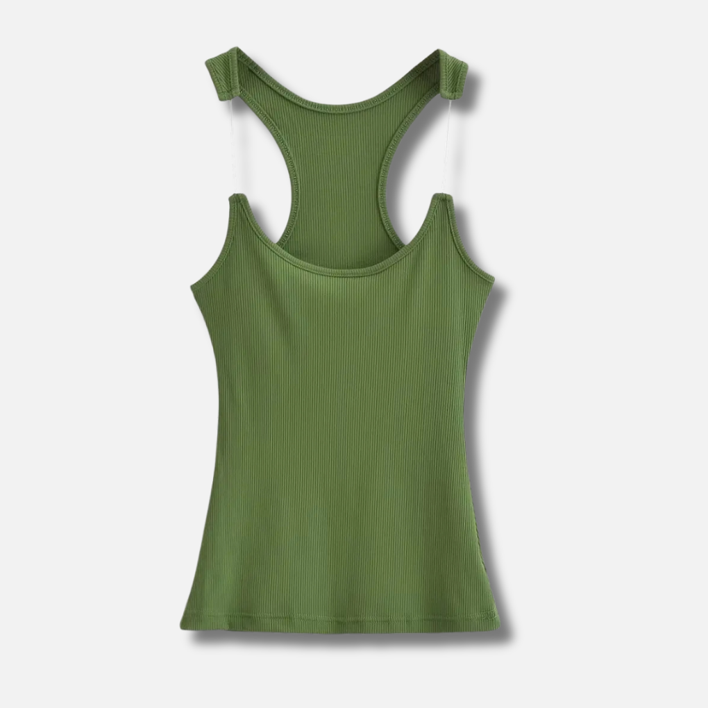 Canottiera Ribbed con Spalline Invisibili per Donne