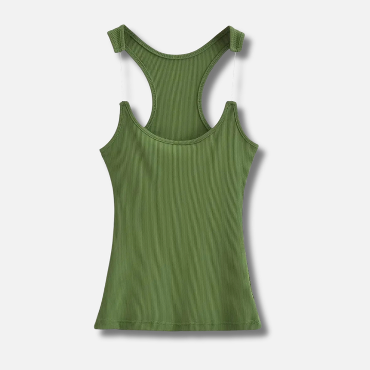 Canottiera Ribbed con Spalline Invisibili per Donne