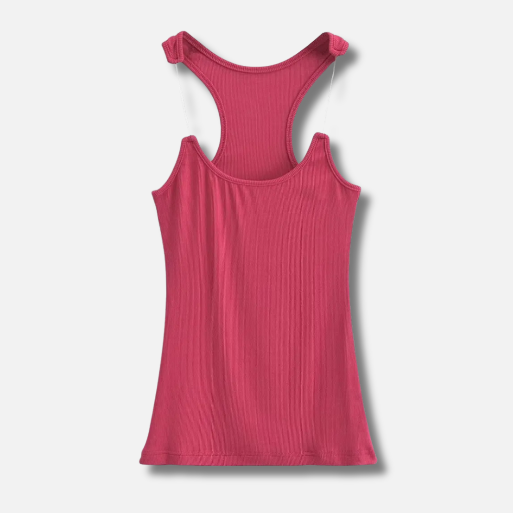 Canottiera Ribbed con Spalline Invisibili per Donne