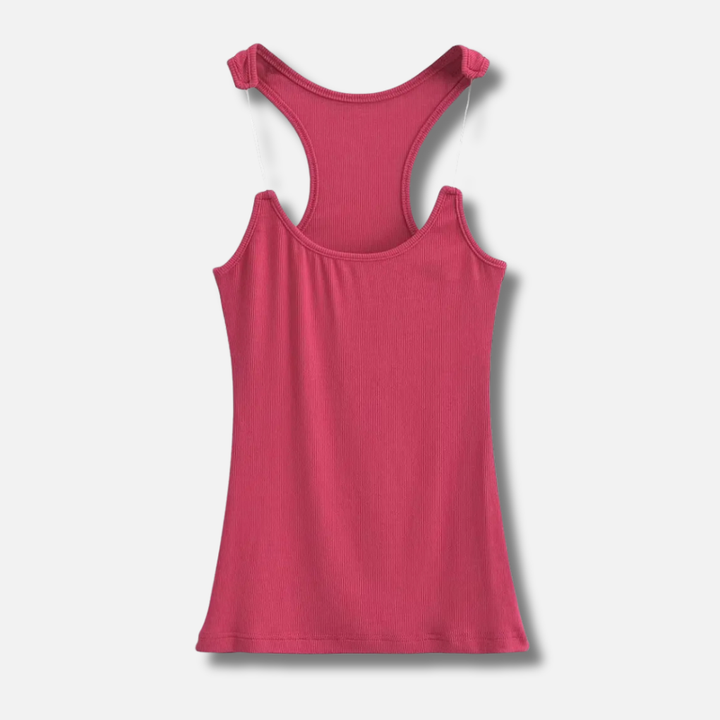 Canottiera Ribbed con Spalline Invisibili per Donne