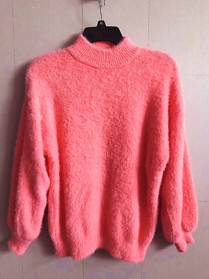 Maglia in Mohair con Collo Alto