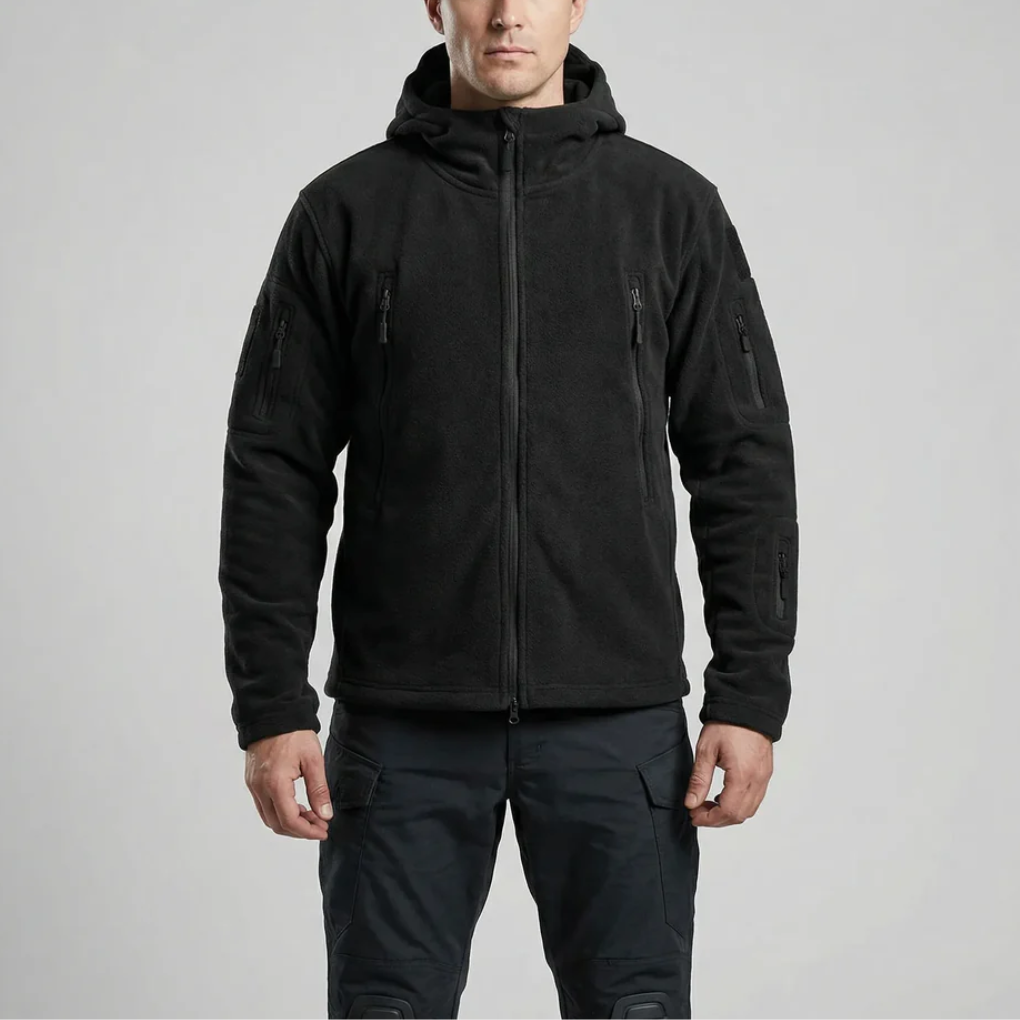 Giacca in Pile con Cappuccio e Zip Completa per Uomini