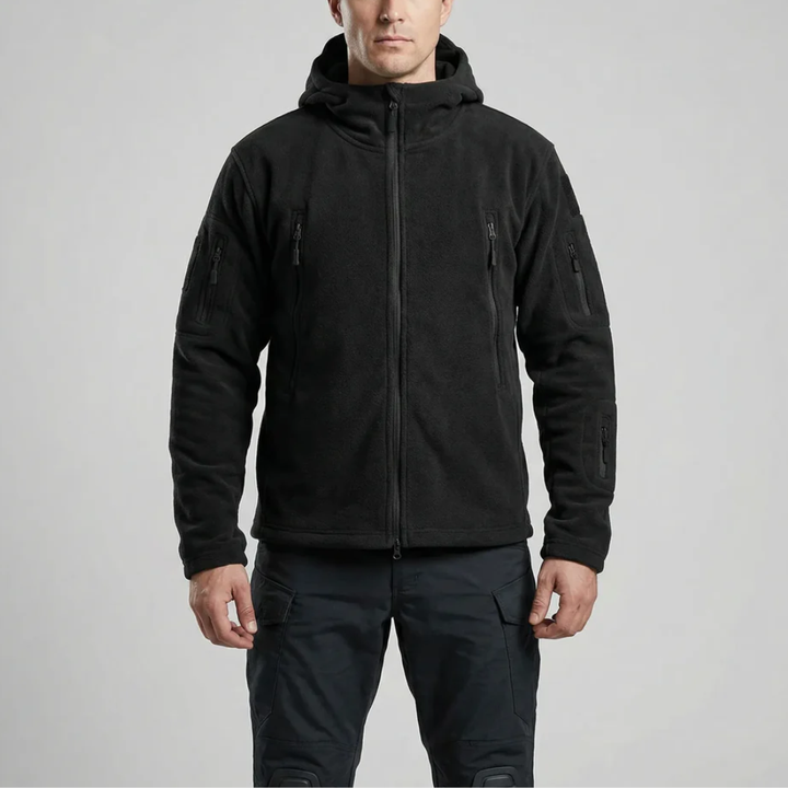 Giacca in Pile con Cappuccio e Zip Completa per Uomini