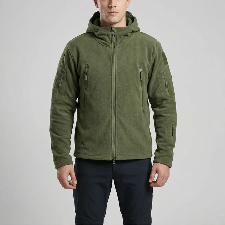 Giacca in Pile con Cappuccio e Zip Completa per Uomini