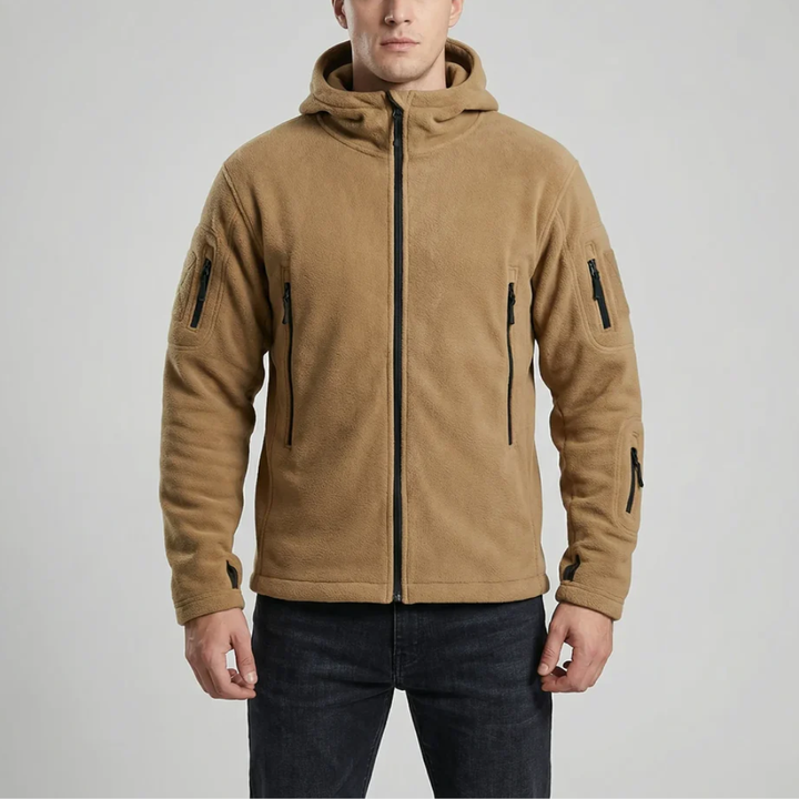 Giacca in Pile con Cappuccio e Zip Completa per Uomini