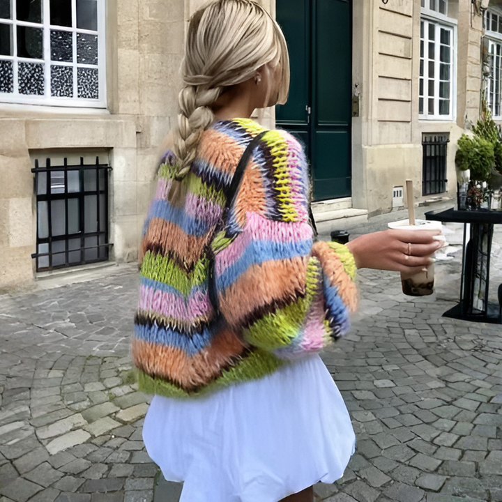 Cardigan Aperto Striato da Donna