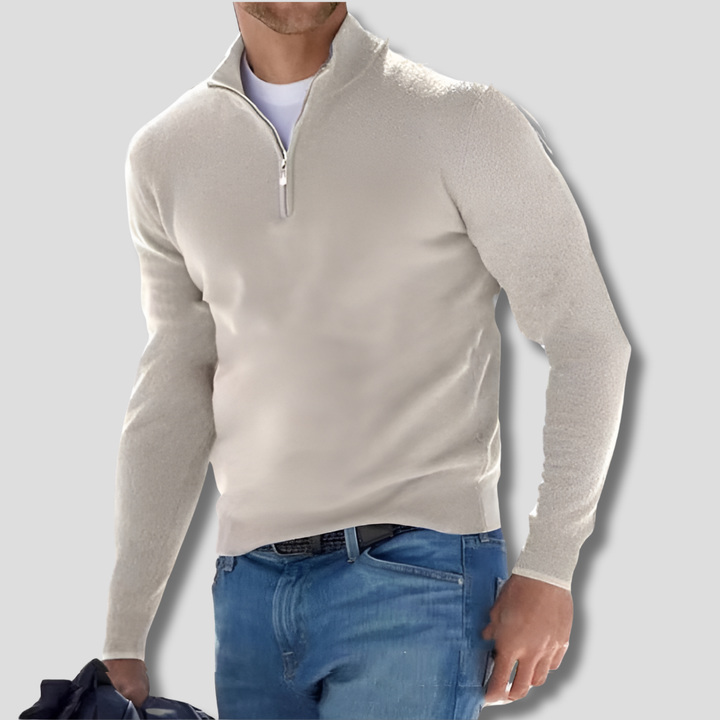 Maglione in Cotone con Collo a Zipper per Uomini