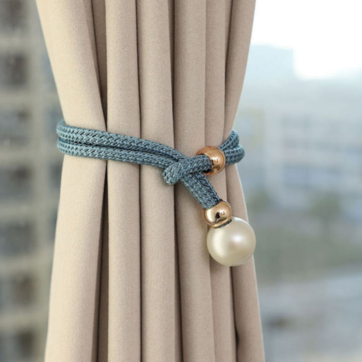 Set Elegante Lucido di 2 Pezzi Legatura per Tenda in Perla