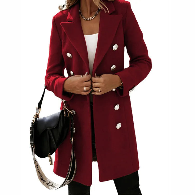 Cappotto Lungo Elegante Simile Lana per Donna