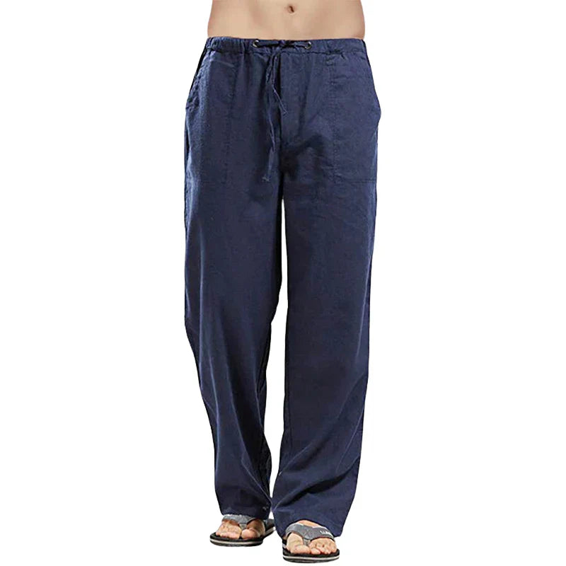 Lino – Pantaloni da uomo in lino traspirante con vestibilità oversize