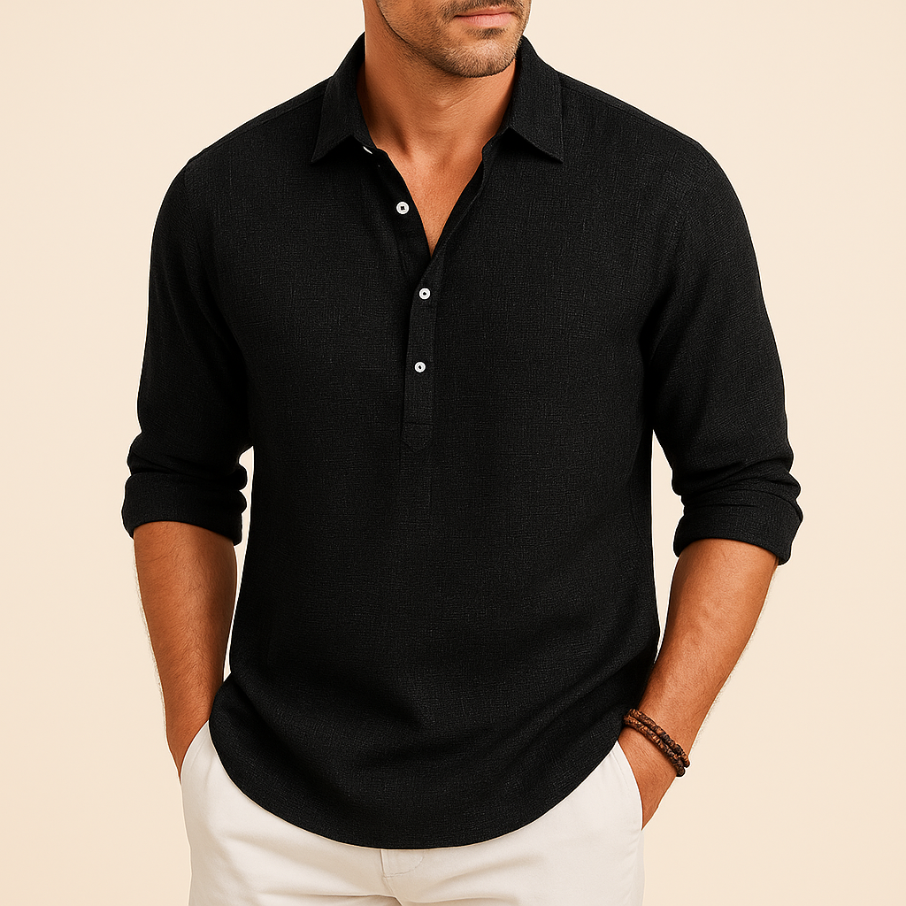Camicia Casual a Maniche Lunghe a Misura Larga per Uomini