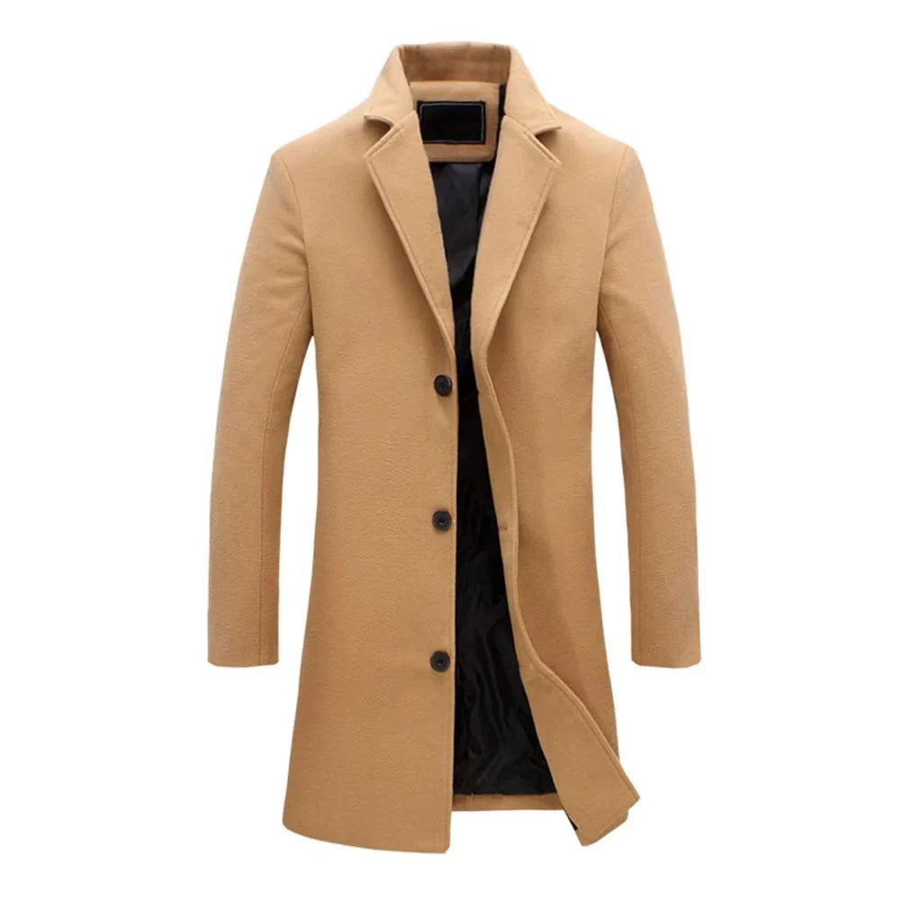 Cappotto Invernale Lungo da Uomo con Revers a Taglio