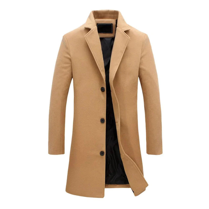 Cappotto Invernale Lungo da Uomo con Revers a Taglio