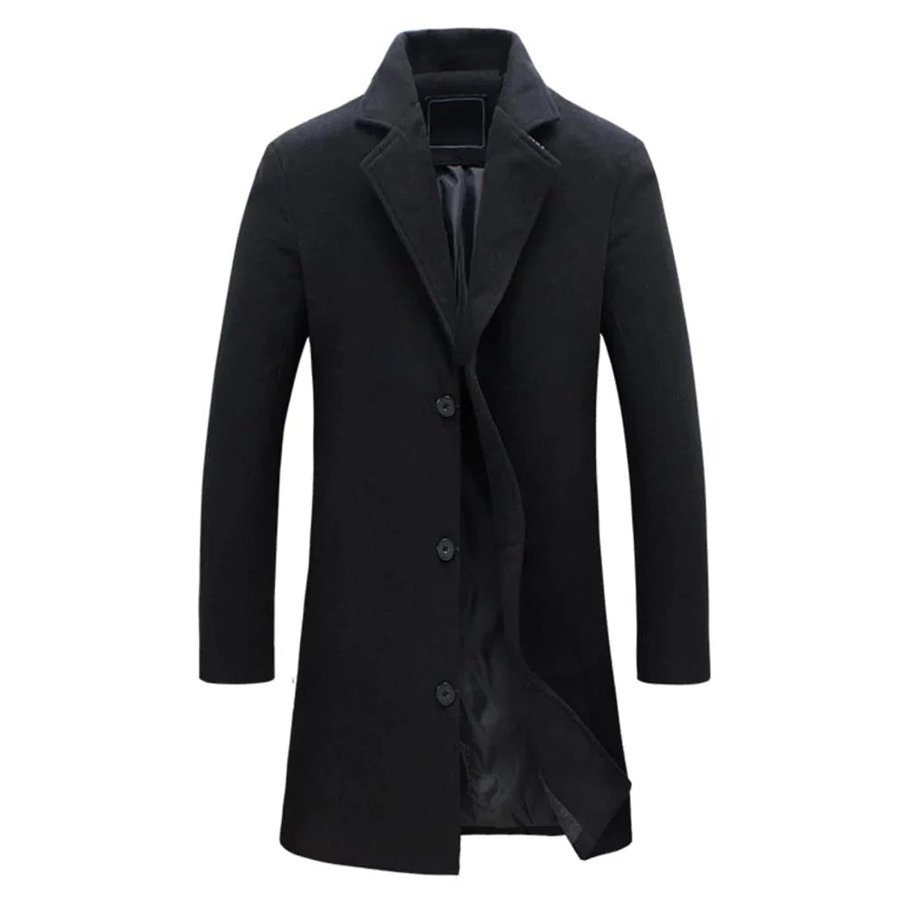 Cappotto Invernale Lungo da Uomo con Revers a Taglio