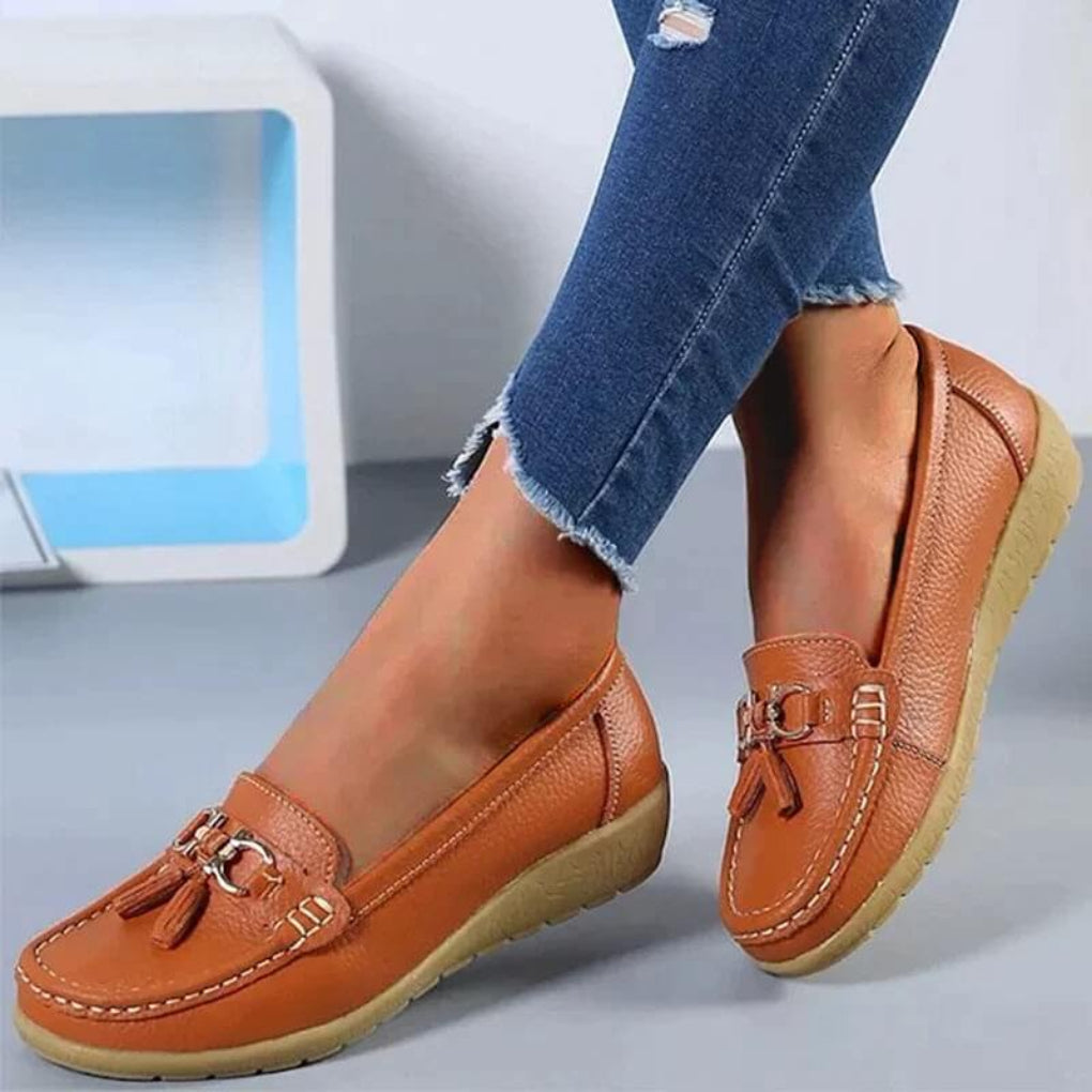 Loafers a cuneo retro da donna