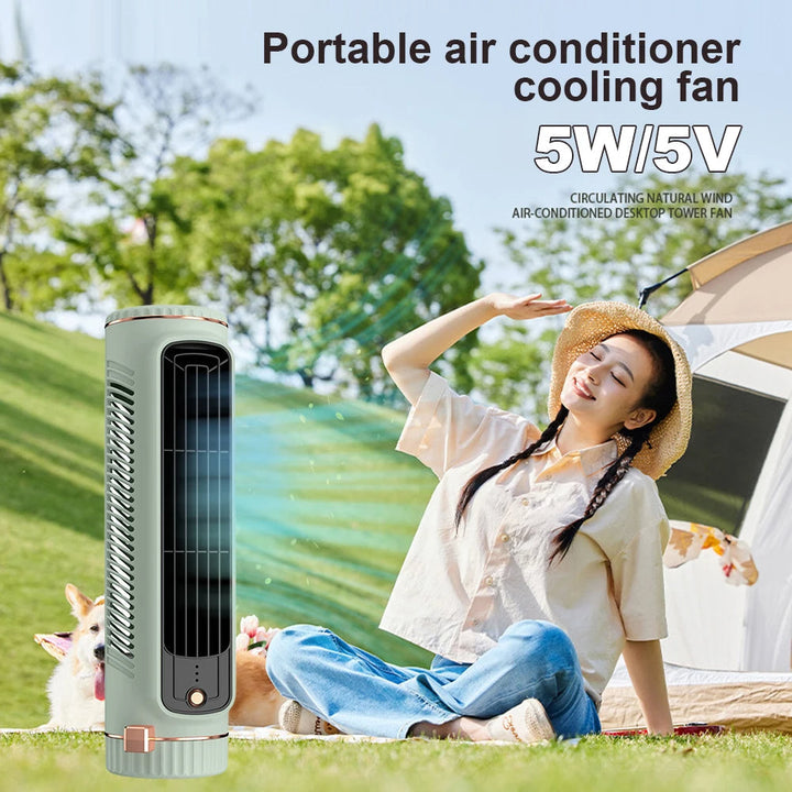 Turmventilator ohne Rotorblätter, tragbar – Leiser USB Akku Ventilator, Mini Luftkühler