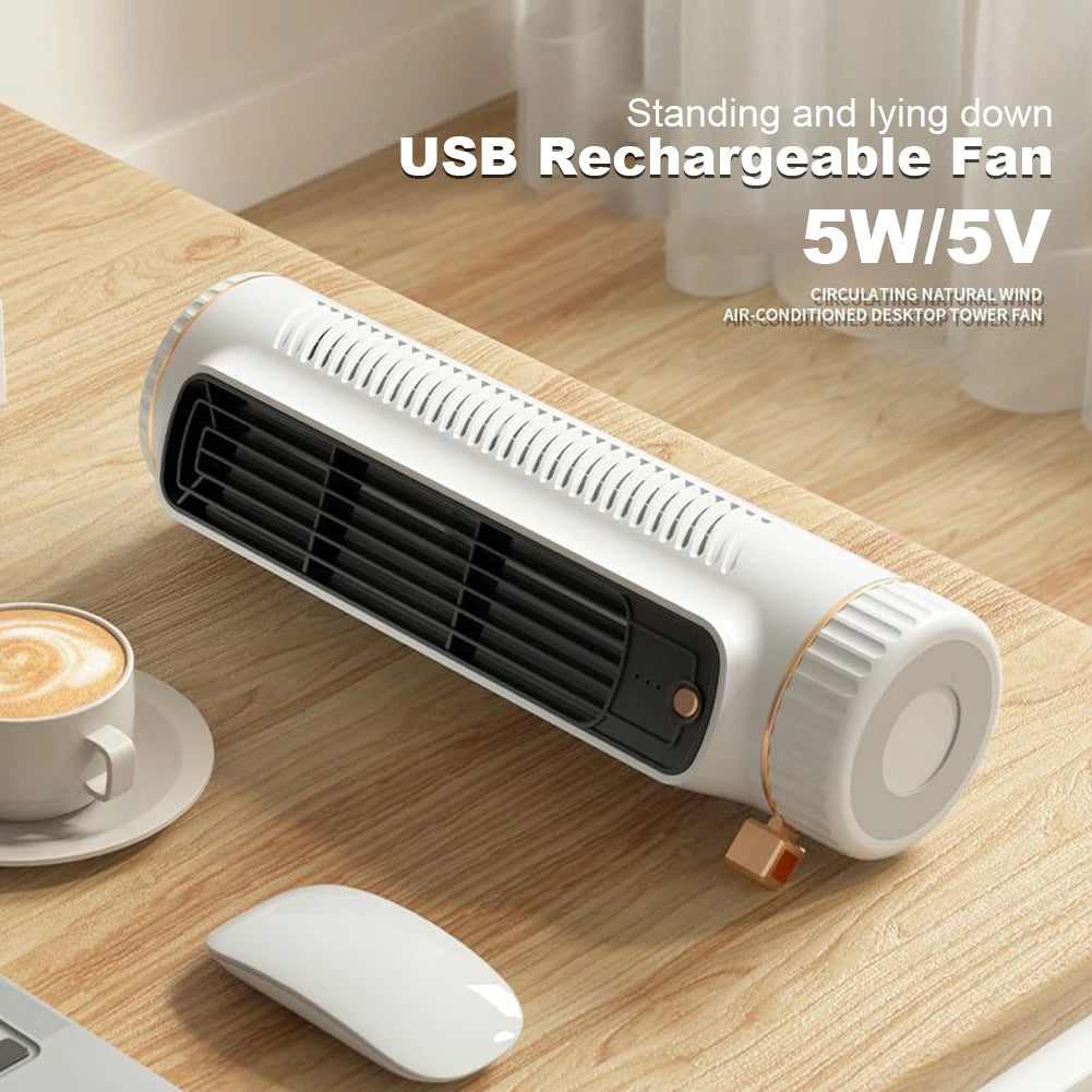 Turmventilator ohne Rotorblätter, tragbar – Leiser USB Akku Ventilator, Mini Luftkühler