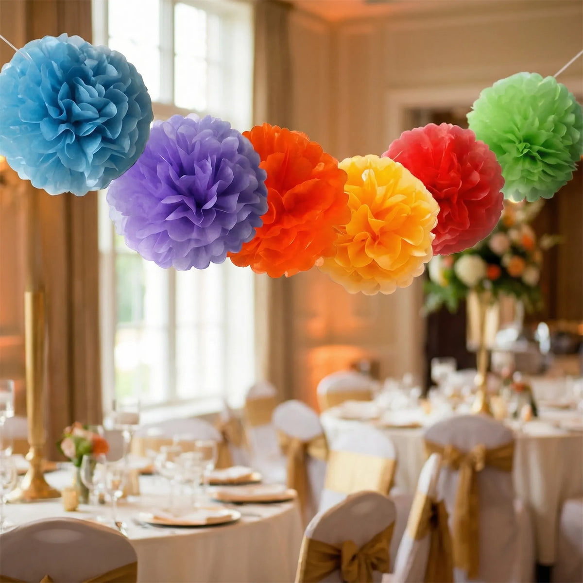Set di Pom-Pom in Tessuto Multicolore per Feste