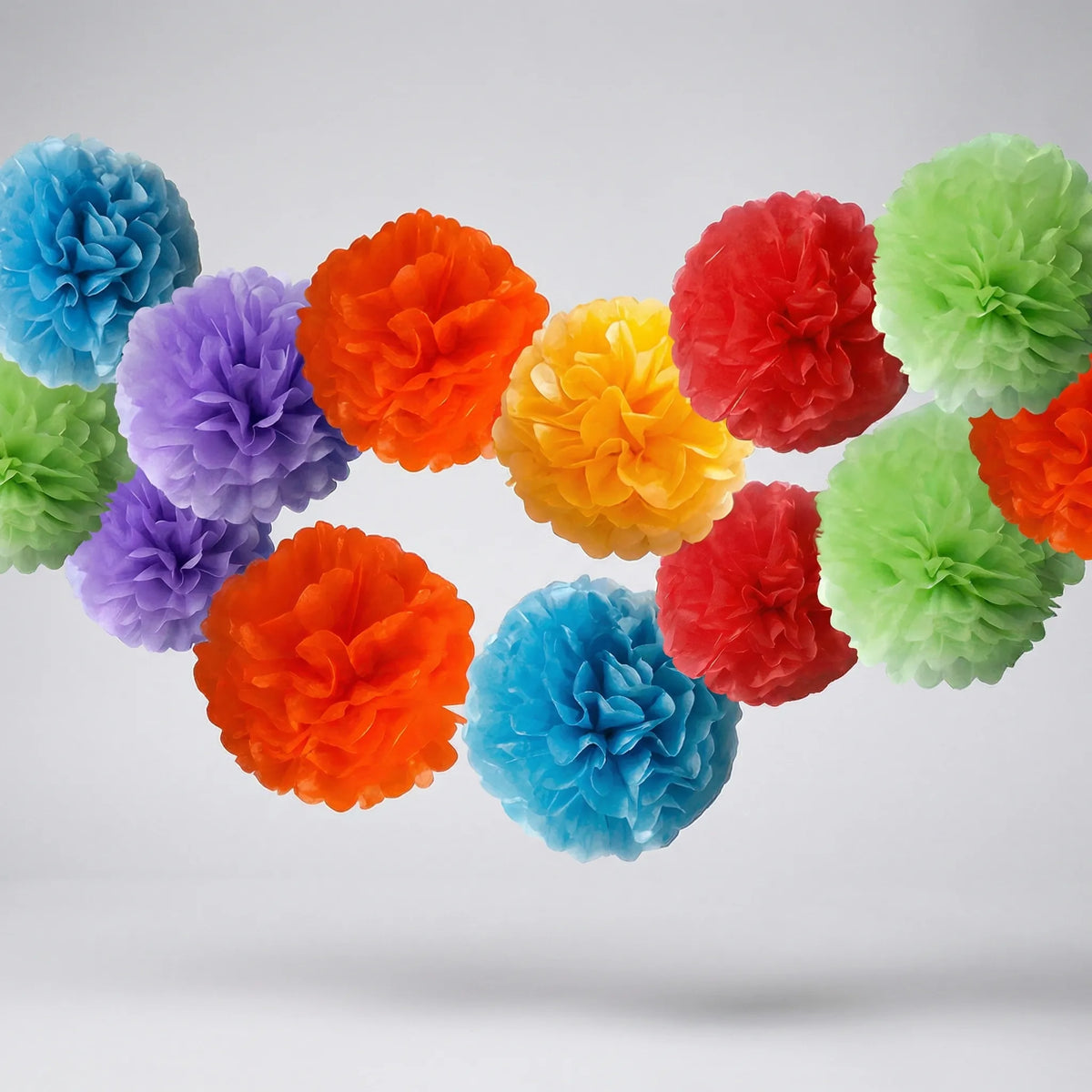 Set di Pom-Pom in Tessuto Multicolore per Feste